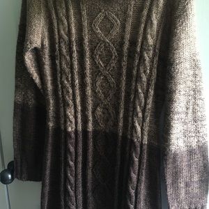 Vintage Cowl-neck Ombré Cable knit Sweater Dress